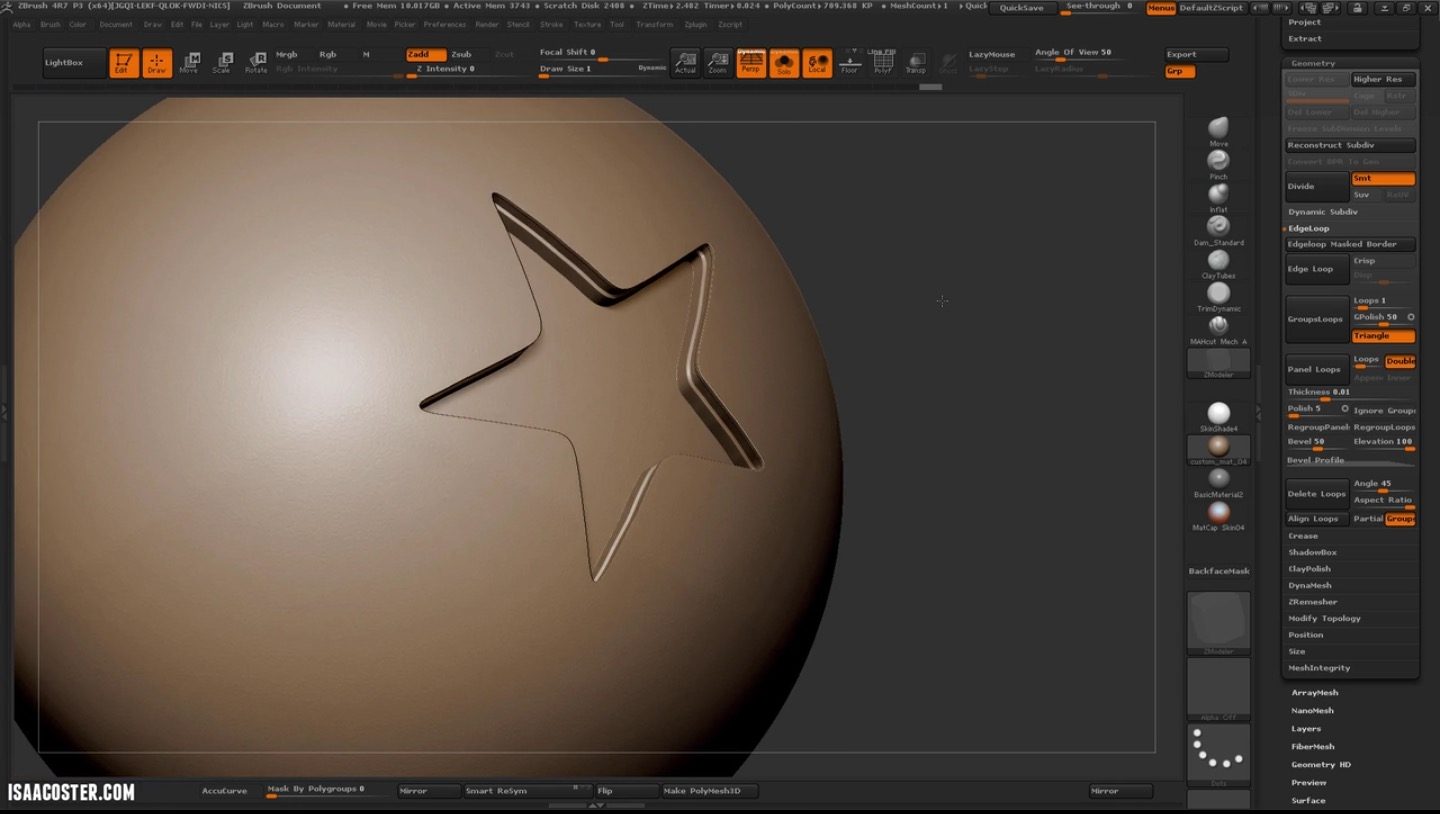 Creating clean extrusions using masking in Zbrush