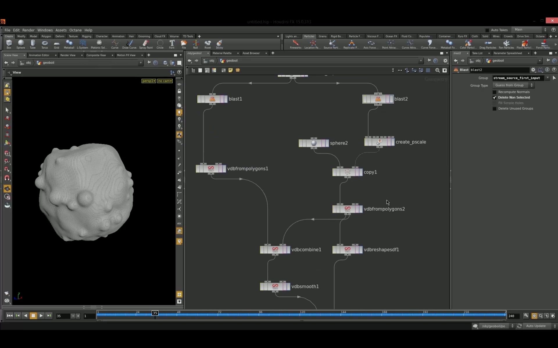 Building the geoboil setup in Houdini