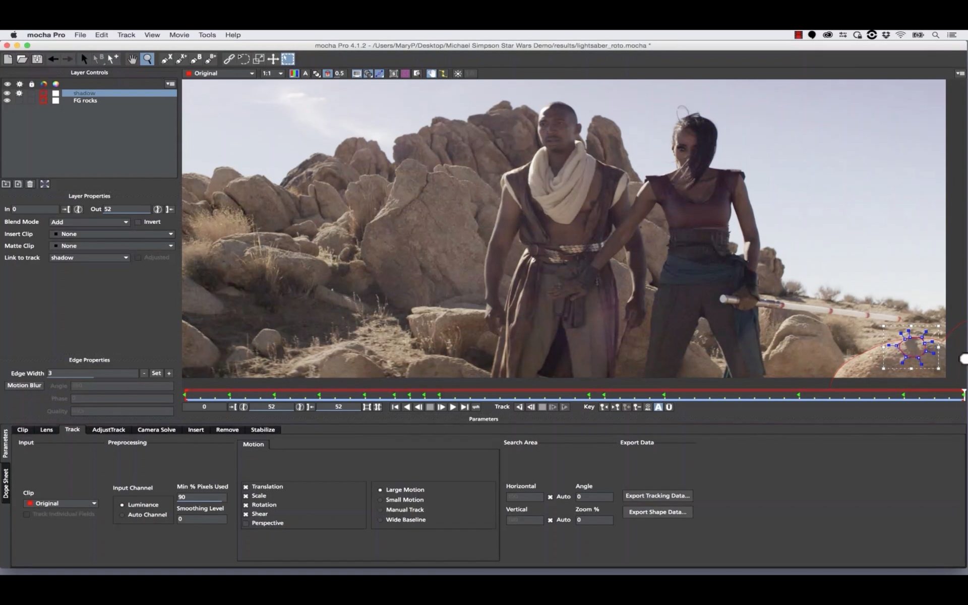 Multi-Plane Lightsaber Remove with mocha Pro