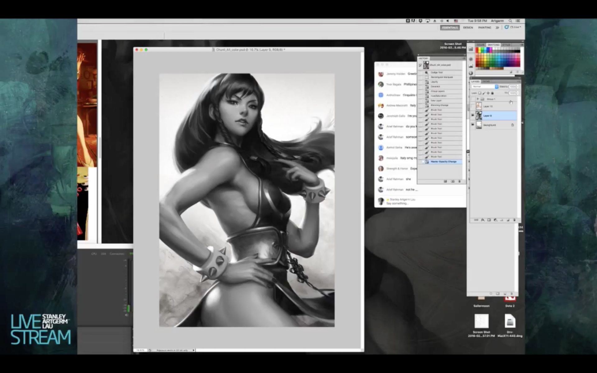 How to add colors to a grayscale painting by Stanley Lau