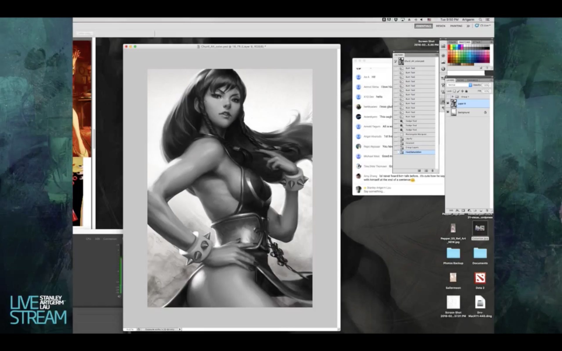 How to add colors to a grayscale painting by Stanley Lau