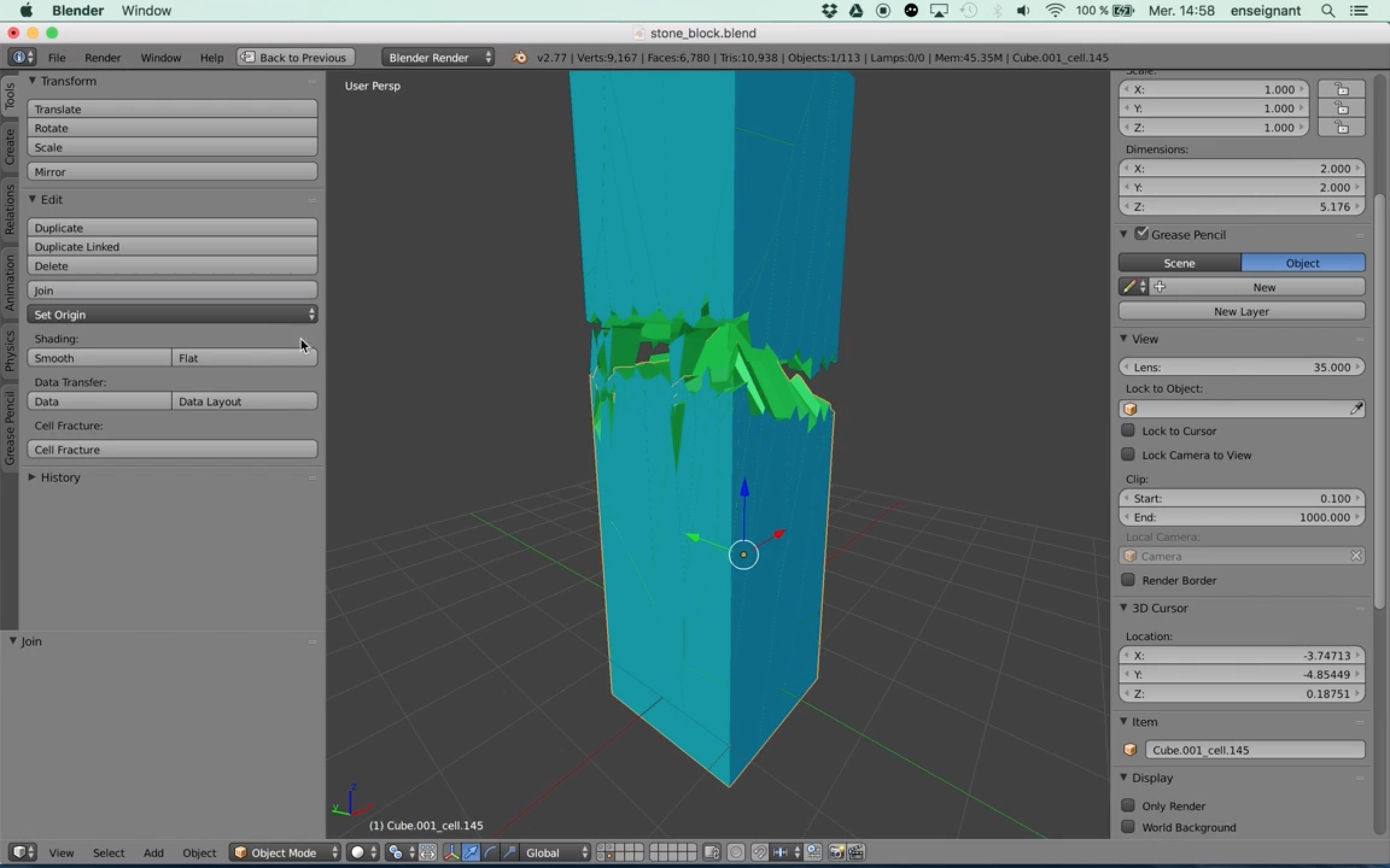 Modeling Broken Element Using Cell Fracture in Blender