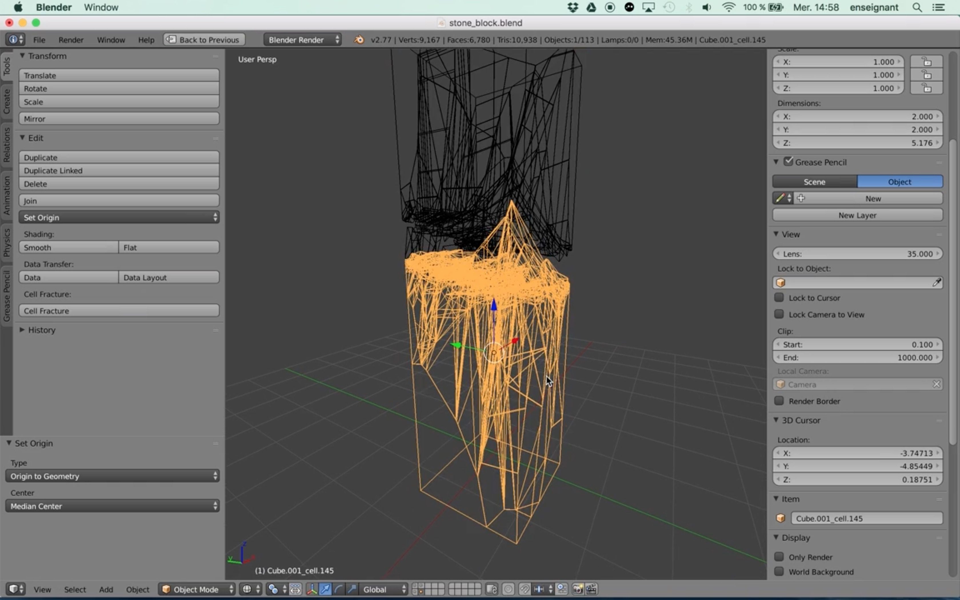 Modeling Broken Element Using Cell Fracture in Blender