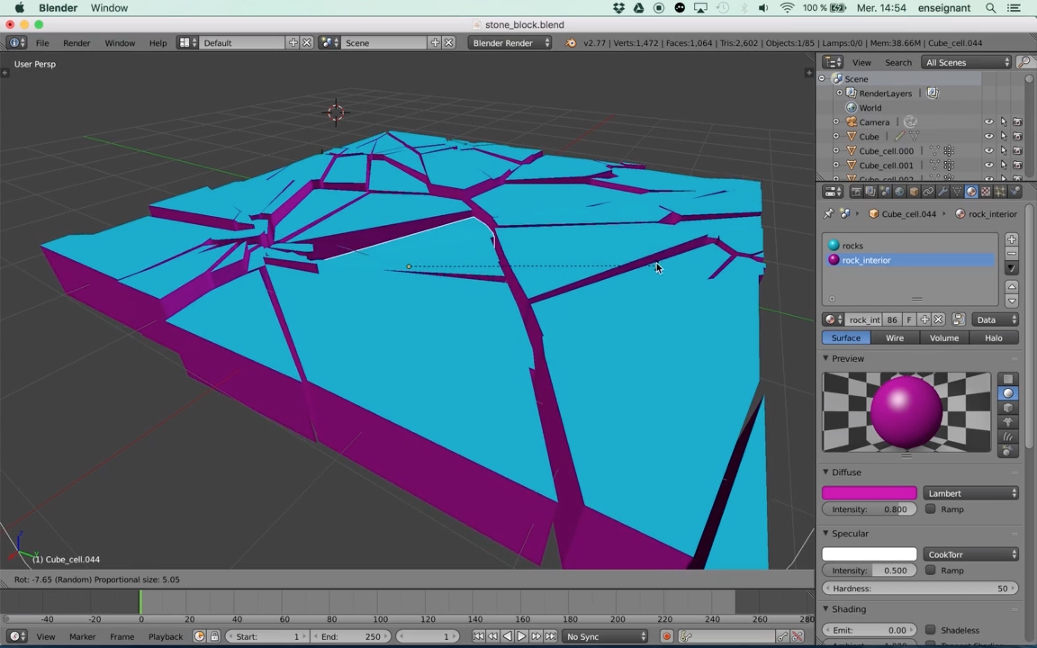 Modeling Broken Element Using Cell Fracture in Blender