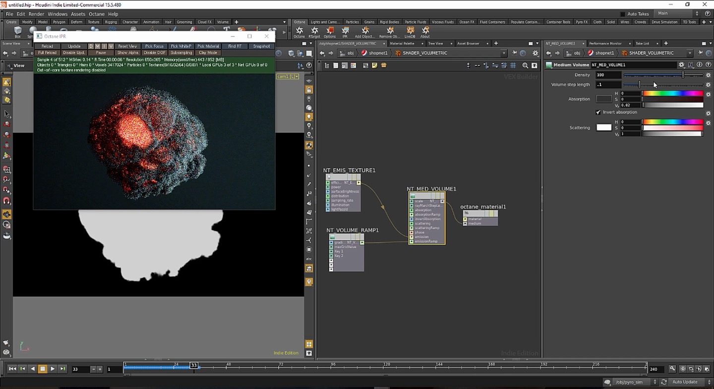 Shading Explosions in Houdini with Octane