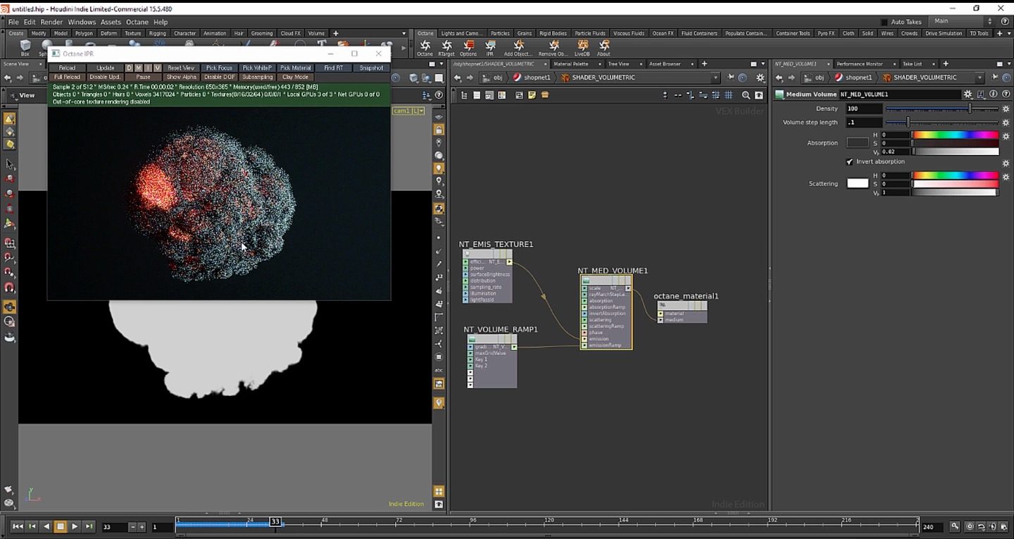 Shading Explosions in Houdini with Octane