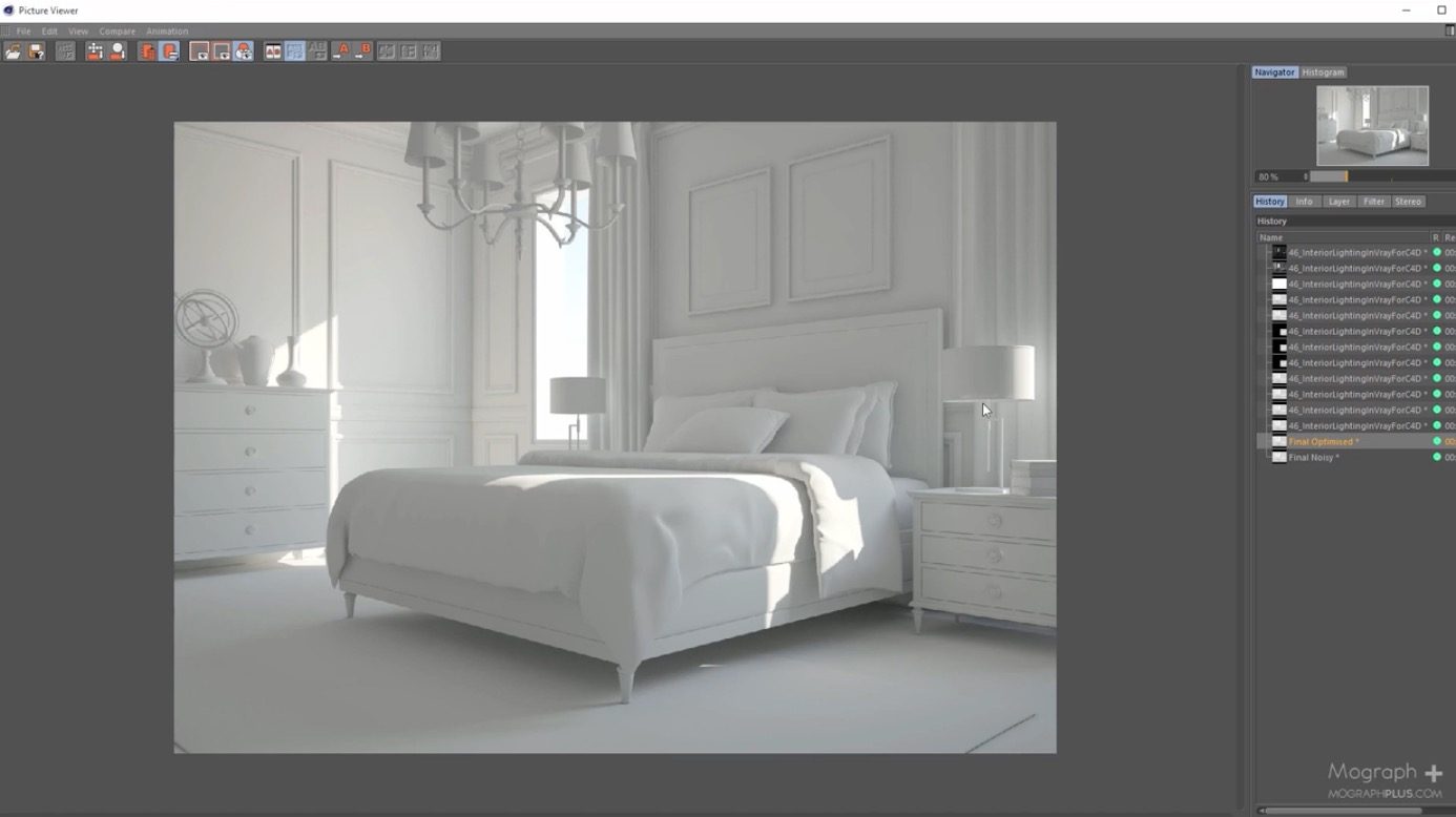 Interior lighting and scene optimization in VRAYforC4D