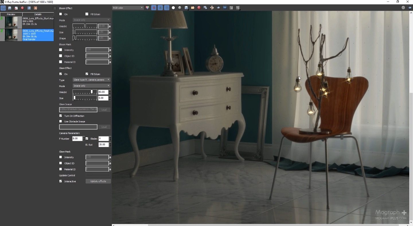 Bloom and Glare in V-Ray