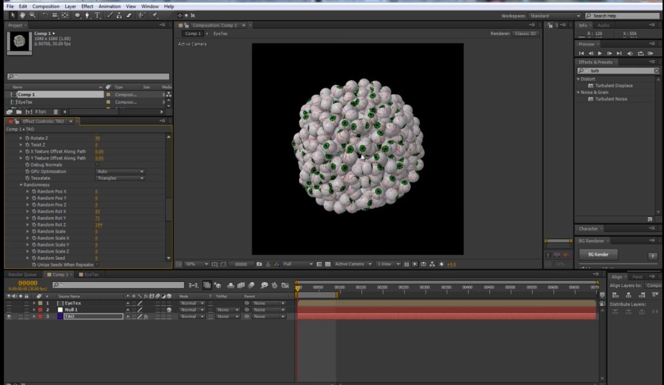 Create a sphere of creepy eyes with Trapcode TAO in After Effects