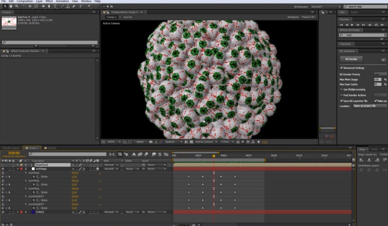 Create a sphere of creepy eyes with Trapcode TAO in After Effects