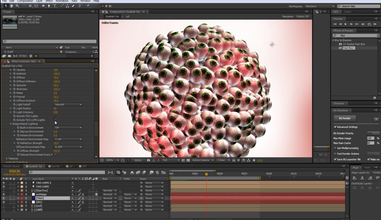 Create a sphere of creepy eyes with Trapcode TAO in After Effects