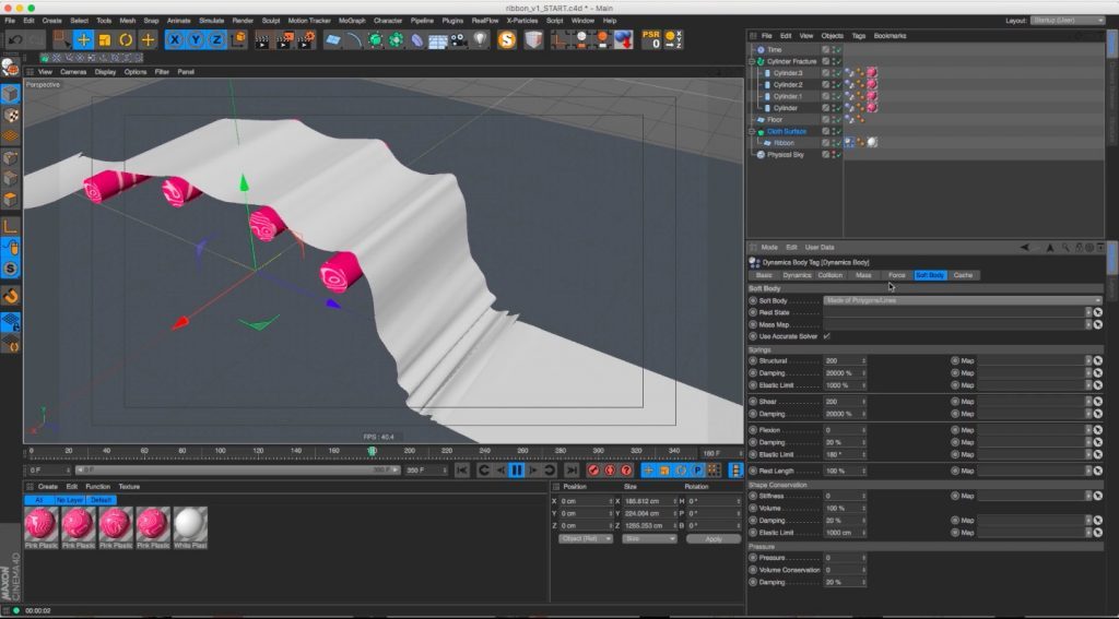 Using Softbody Dynamics to Create Dynamic Ribbons