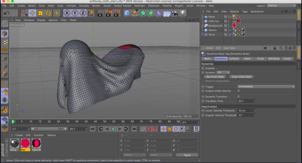 Cloth Simulation Using Soft Body Dynamics