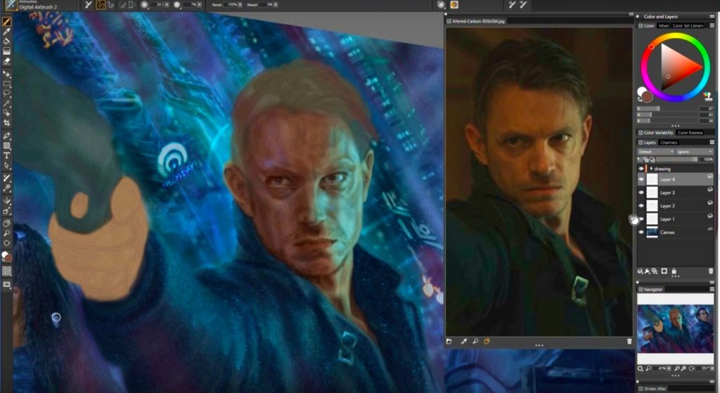 Art Process - Altered Carbon Fan Art Poster by Isis Sousa