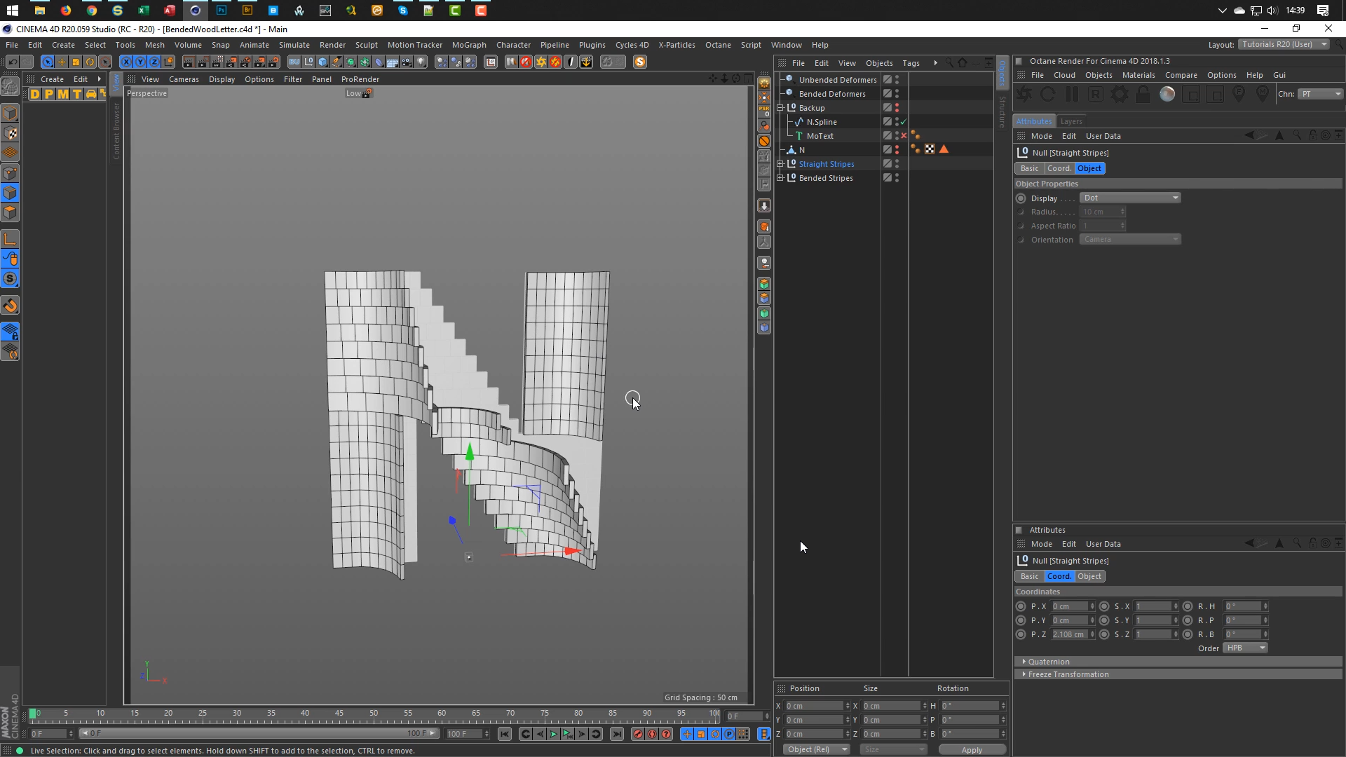 Cinema 4D Tutorial: Bended Letter Stripes