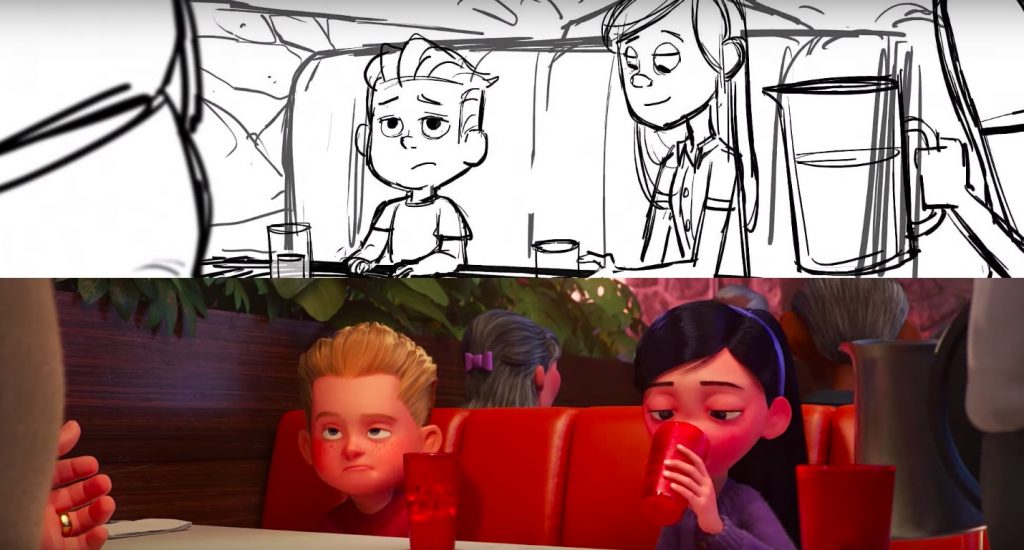 from Storyboard to Final frame - Awkward Parr Family Dinner