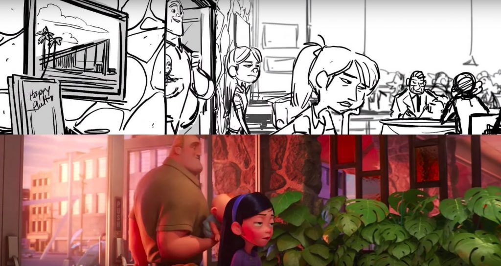 from Storyboard to Final frame - Awkward Parr Family Dinner