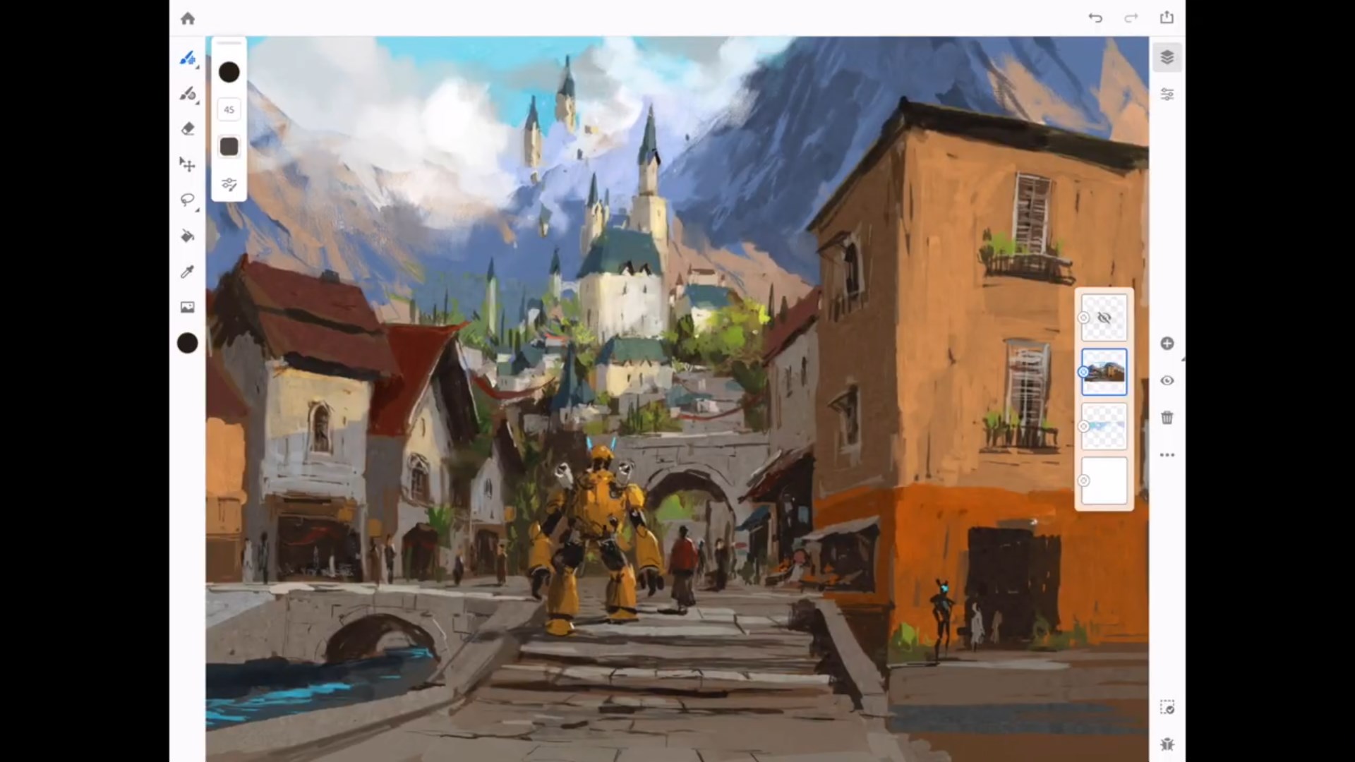 Making of JC Park Village Painting with Adobe Fresco