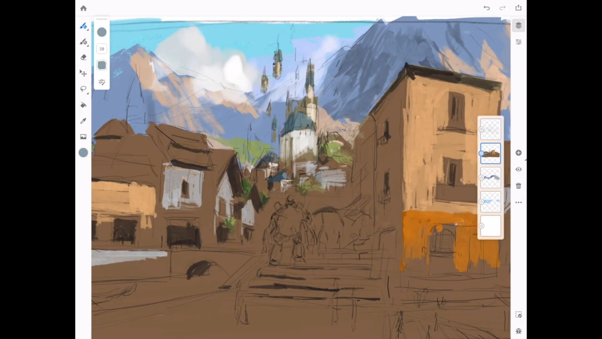 Making of JC Park Village Painting with Adobe Fresco