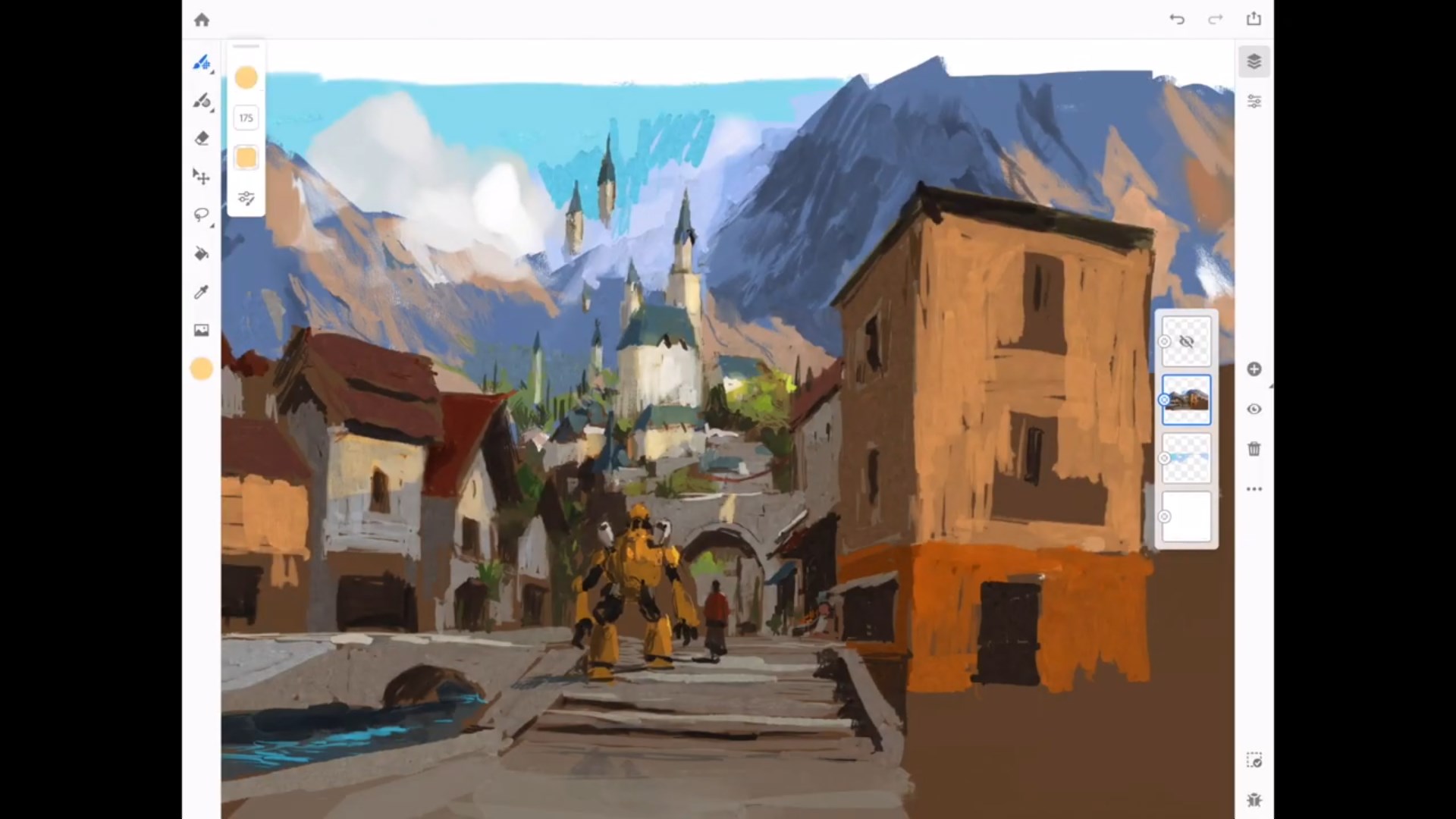 Making of JC Park Village Painting with Adobe Fresco